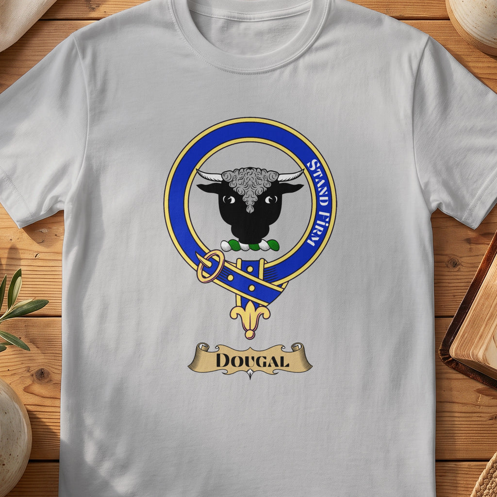 Dougal Stand Firm Scottish clan crest T-shirt in Sport Grey