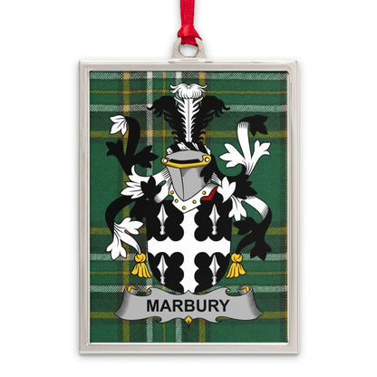 Marbury Coat of Arms Plaid Background Ornament product