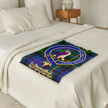 Scottish Clan Winchester Crest Tartan Throw Blanket - Living Stone Gifts