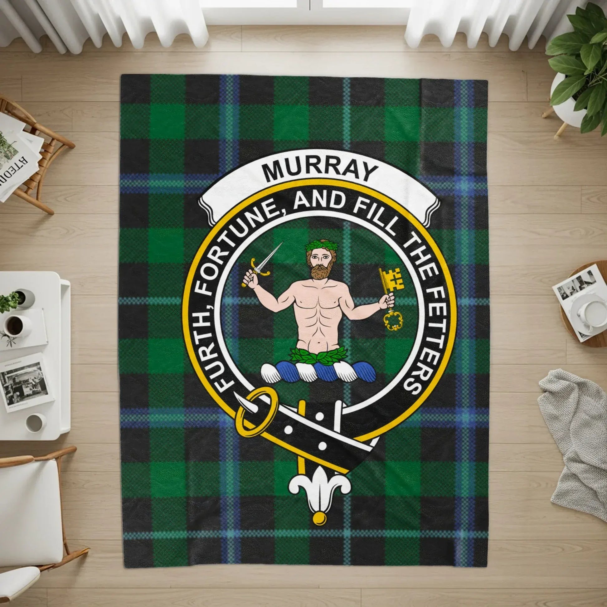 Murray Clan Crest Badge Tartan Durable Rug product