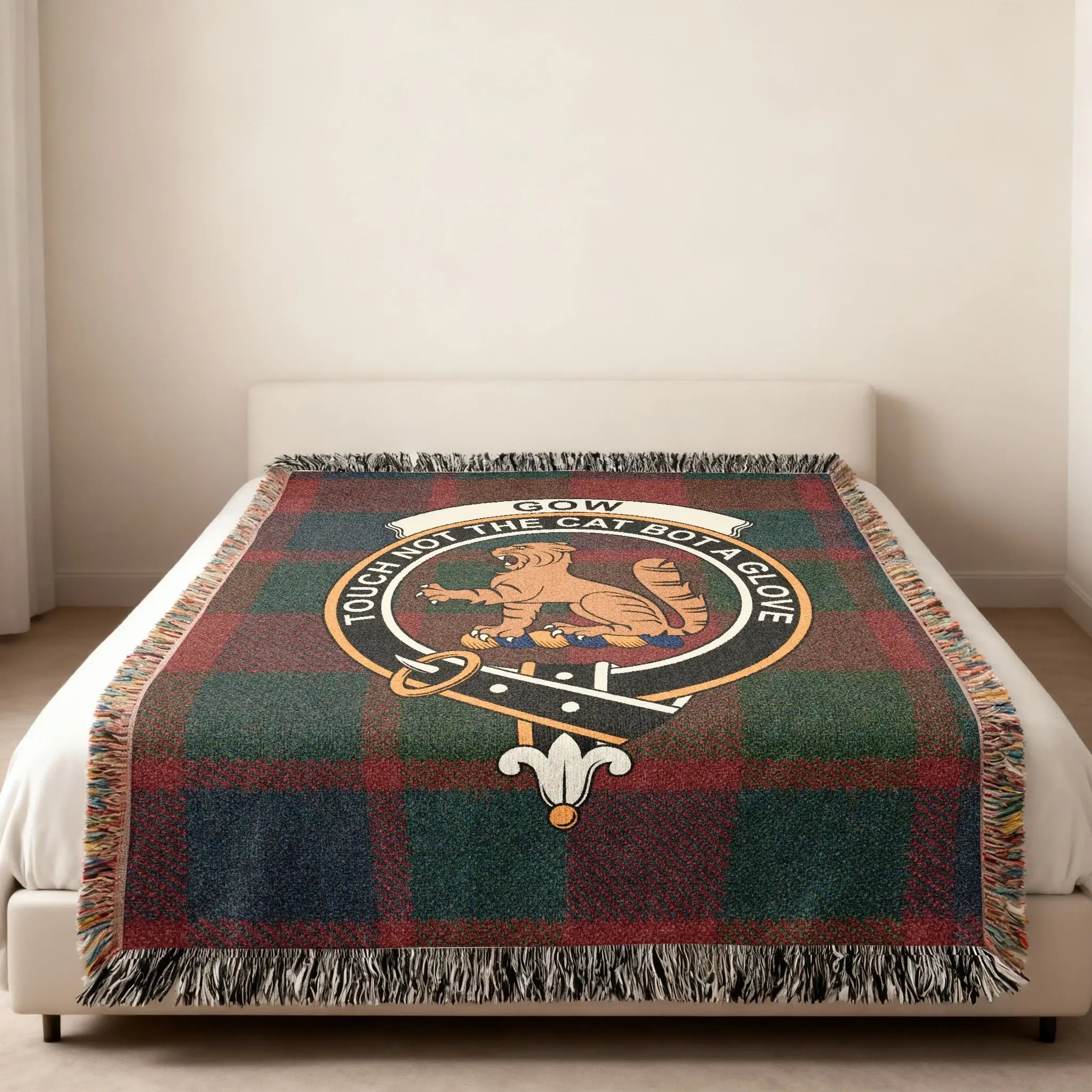 Touch Not The Cat Bota Glove Plaid Bed Spread Blanket