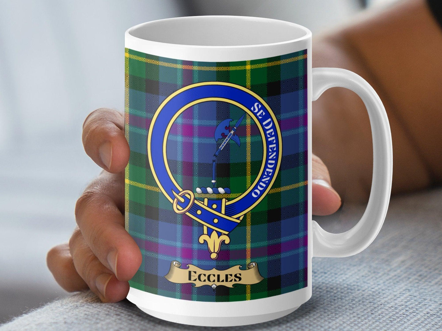 Scottish Clan Eccles Crest Tartan Plaid Emblem Mug - Living Stone Gifts