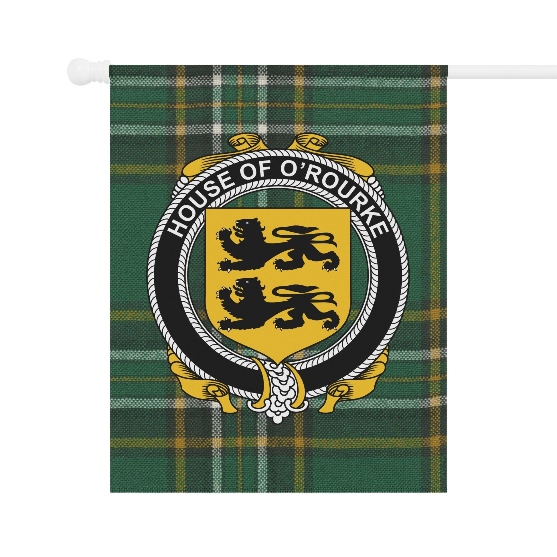 House of O'Rourke Tartan Clan Crest Flag