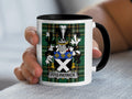 Fitzpatrick family crest Irish heritage mug on green Irish National Tartan
