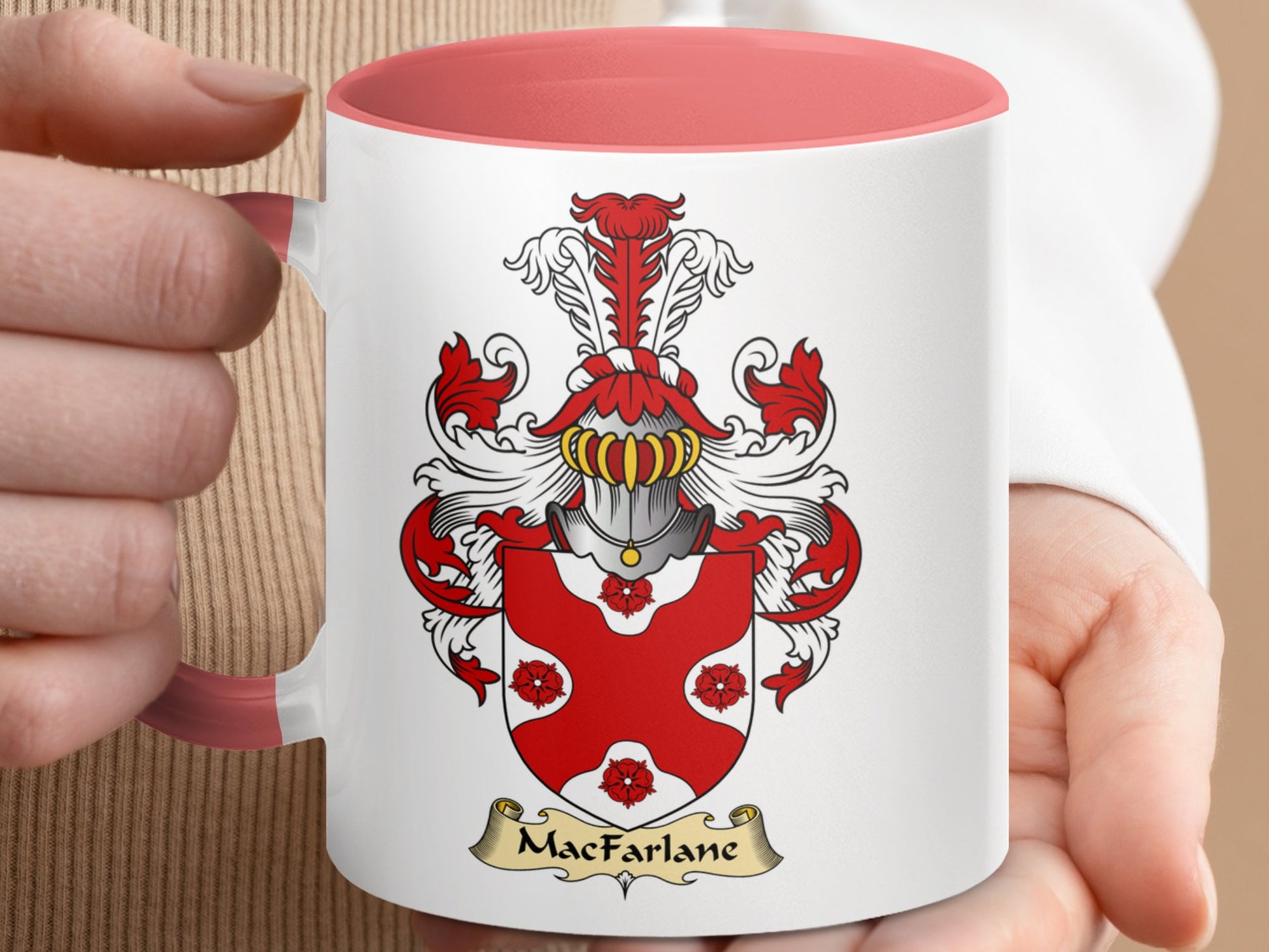 MacFarlane Clan Scottish Coat of Arms Crest Accent Mug - Living Stone Gifts