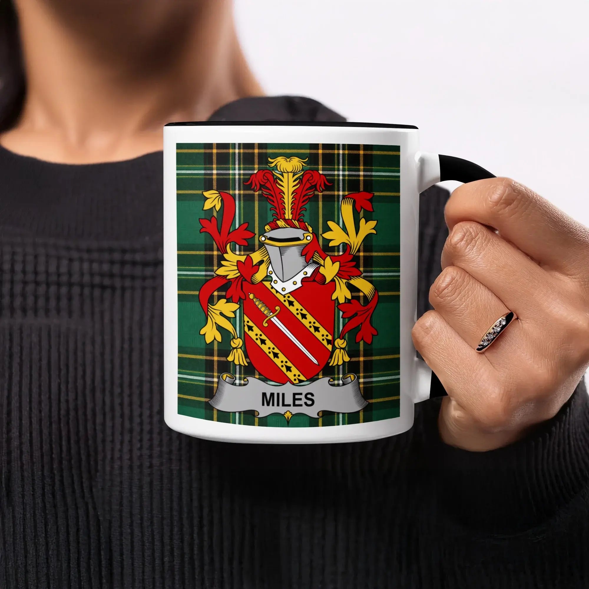 Miles Irish heritage mug with black handle and interior