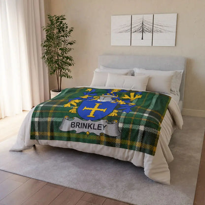 Custom Brinkley Family Crest Plaid Blanket Bedding product