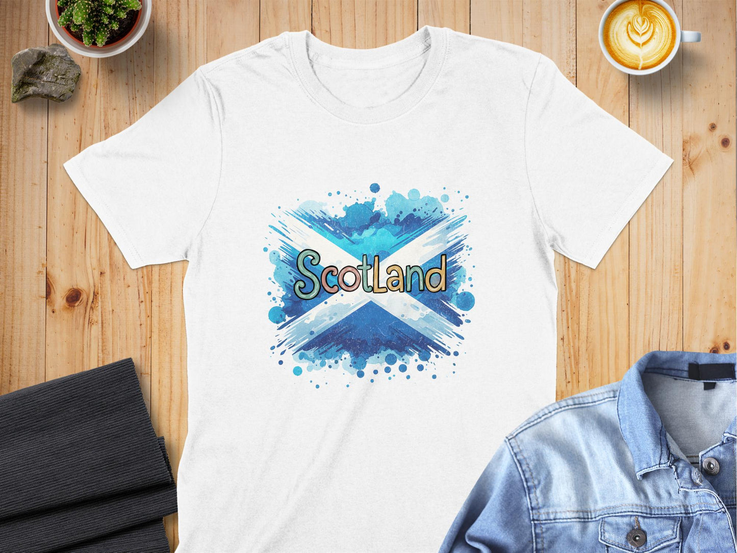 Scotland Flag Blue Watercolor Design T-Shirt - Living Stone Gifts