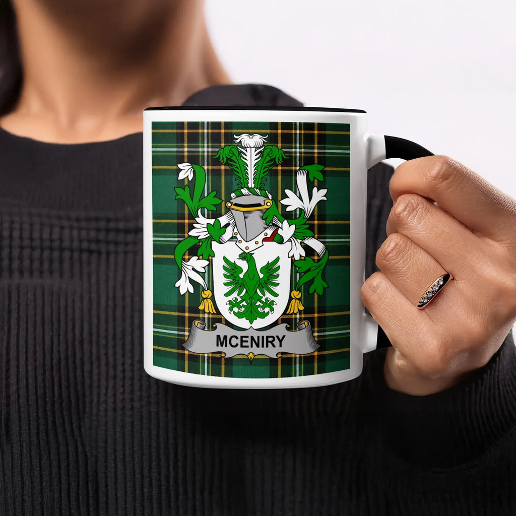McEniry Irish heritage mug with black handle and interior