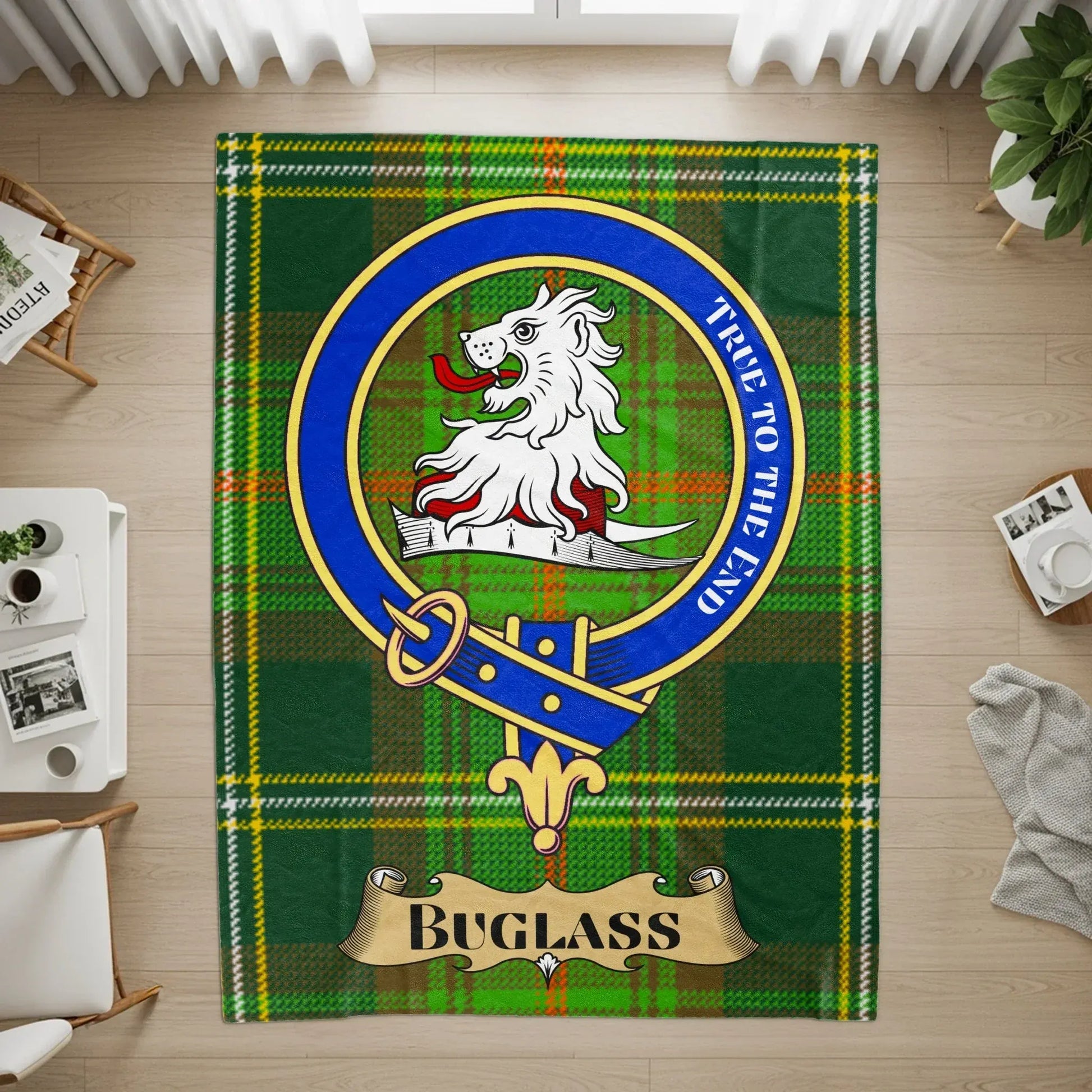 Buglass True to the End Crest Design Area Rug Product