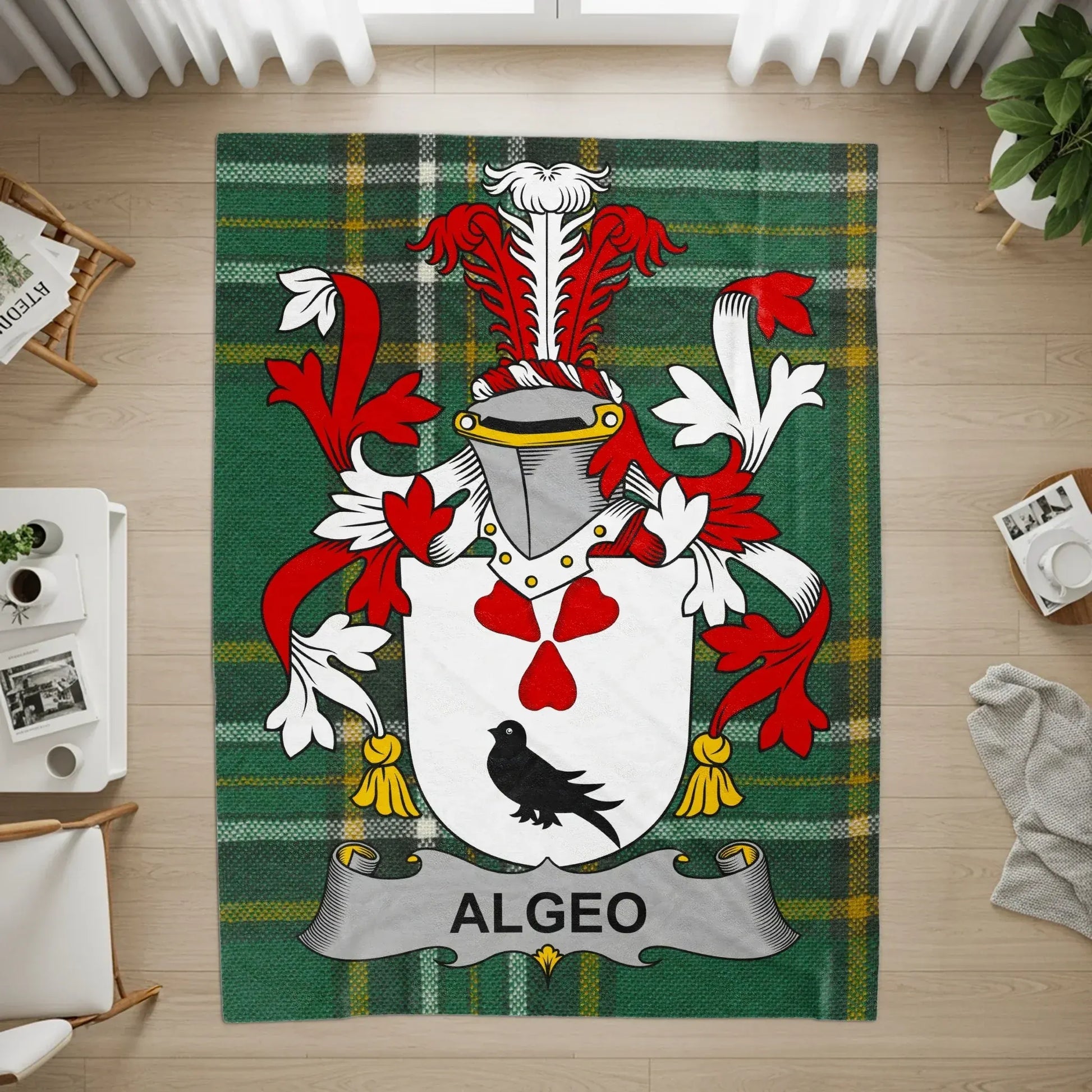 Algeo Family Crest Decorated Tartan Design Rug product type