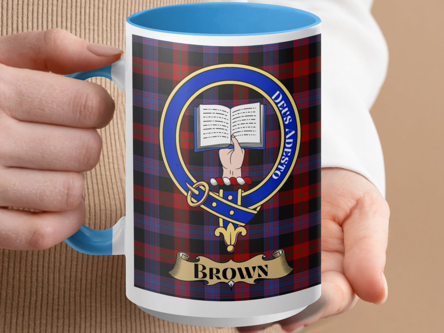 Crest with Open Book and Brown Banner Design Mug - Living Stone Gifts