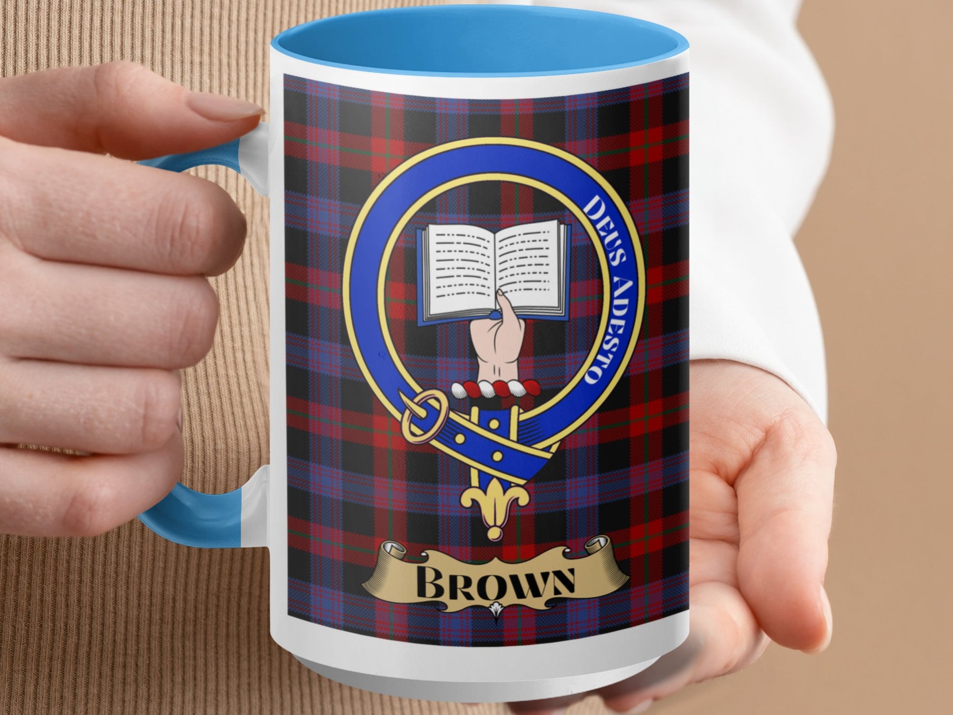 Crest with Open Book and Brown Banner Design Mug - Living Stone Gifts