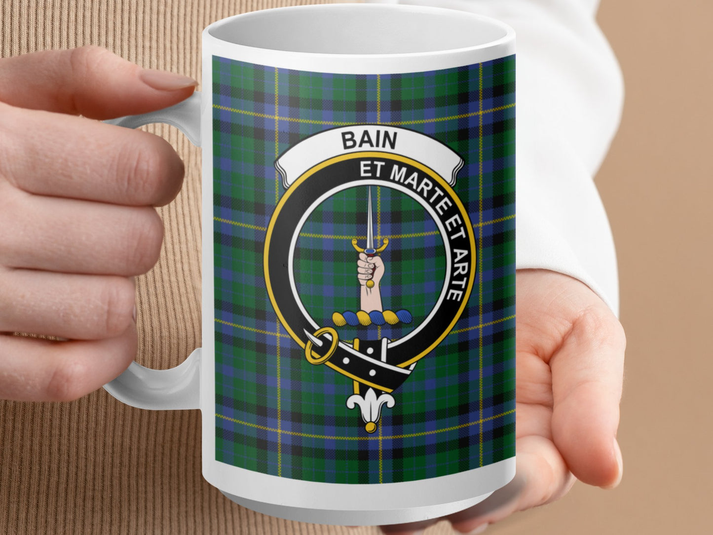 Scottish Clan Bain Et Marte Et Arte Crest Mug - Living Stone Gifts