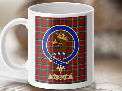 St. Clair Clan Crest Mug Scottish Tartan Design product type