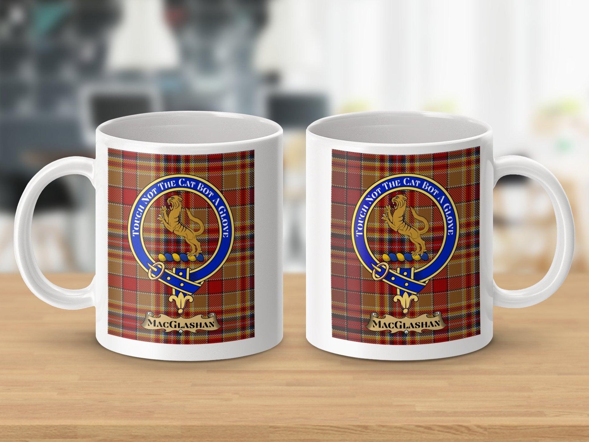 Authentic MacGlashan Clan Crest and Tartan Plaid Mug - Living Stone Gifts