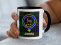 Strachan tartan mug with a coloured accent handle and interior