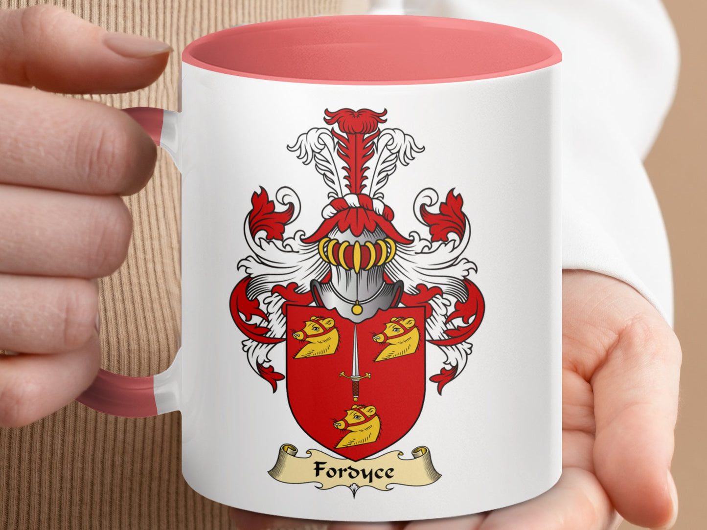 Clan Fordyce Scottish Coat of Arms Accent Coffee Mug - Living Stone Gifts