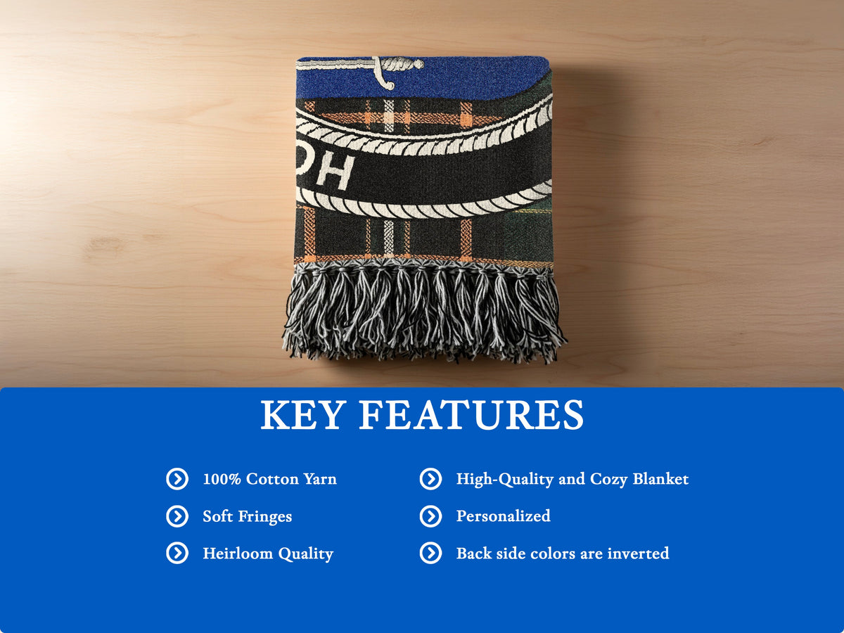 MacGorman cotton woven blanket detail with decorative fringed edges