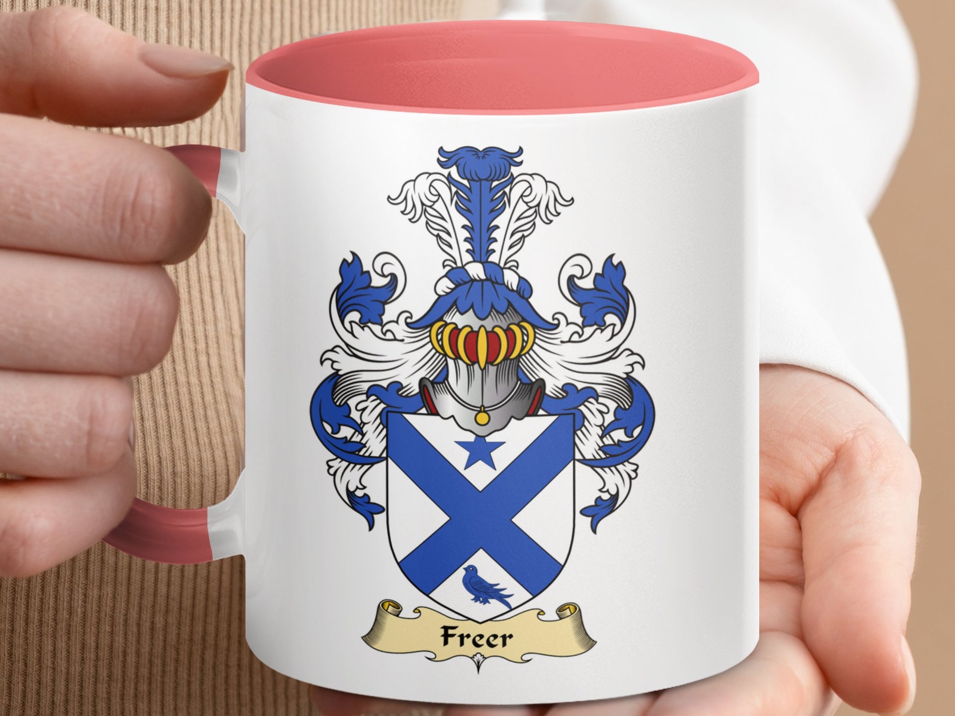 Clan Freer Scottish coat of arms accent coffee mug - Living Stone Gifts