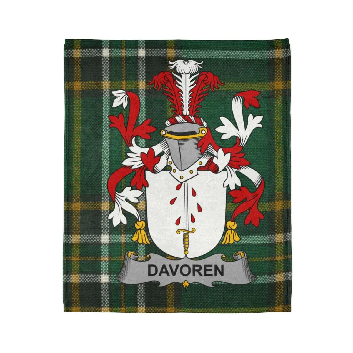 Davoren Family Crest Green Tartan Blanket product