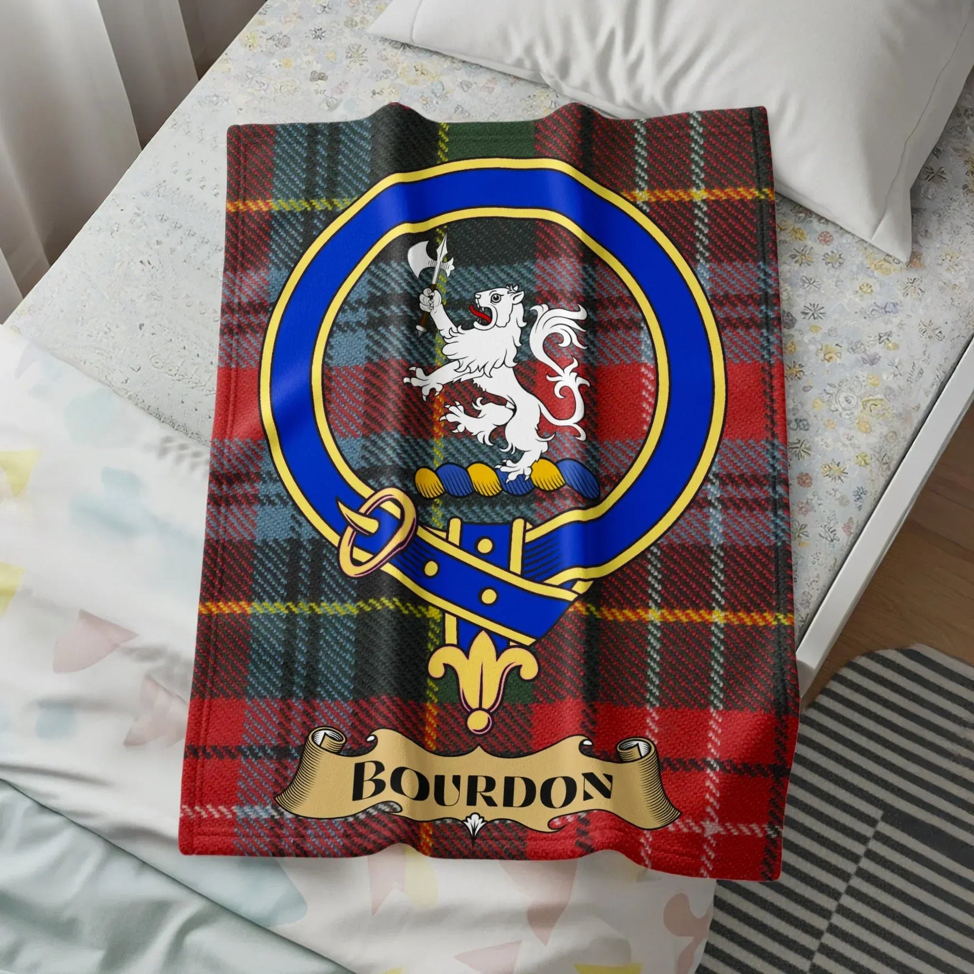 Bourdon Clan Crest Tartan Pattern Blanket product