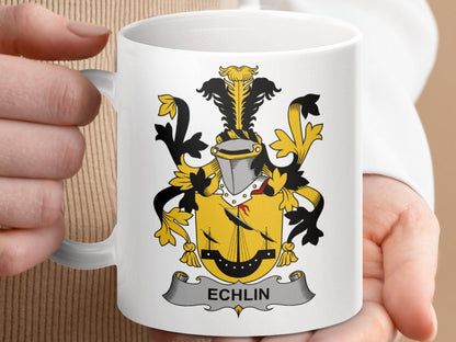 Echlin Surname Irish Family Crest Mug - Celtic Ancestry Gifts