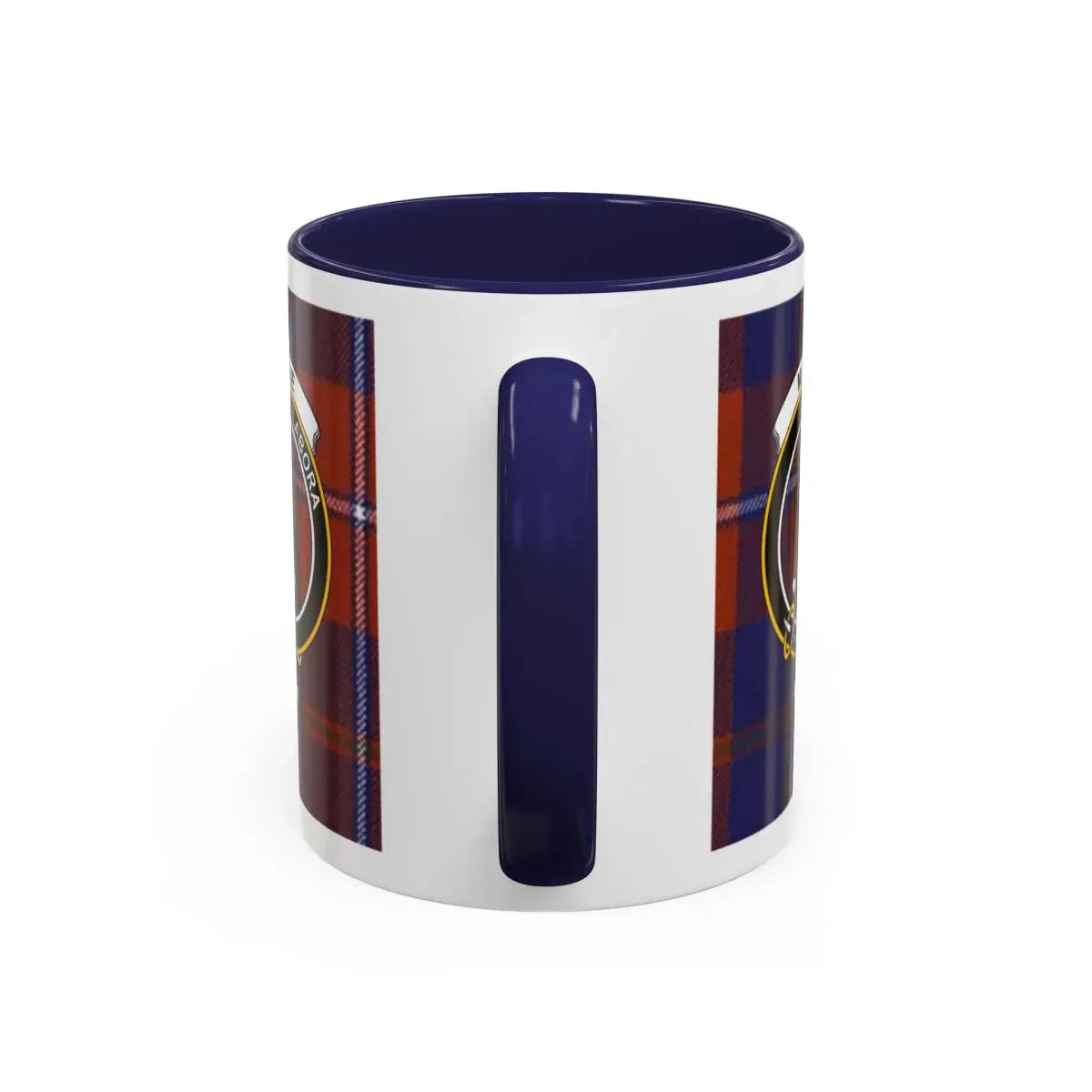 Clan Crest Tartan Design Blue Handle Mug