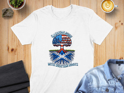 American Born With Scottish Roots Tree Graphic T-Shirt