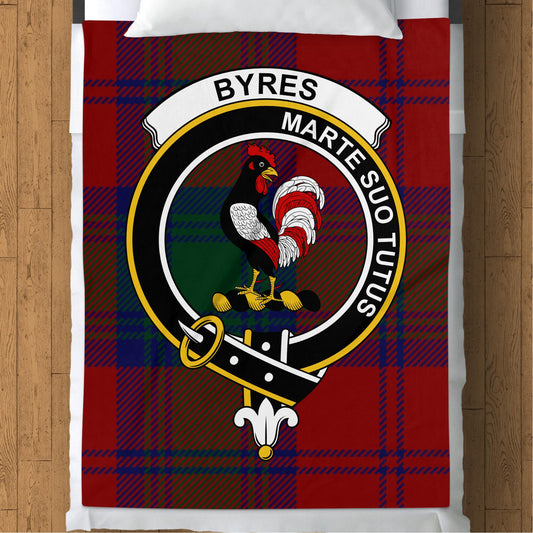 BYRES Crest Marte Suo Tutus Scottish Tartan Crest Blanket - Living Stone Gifts