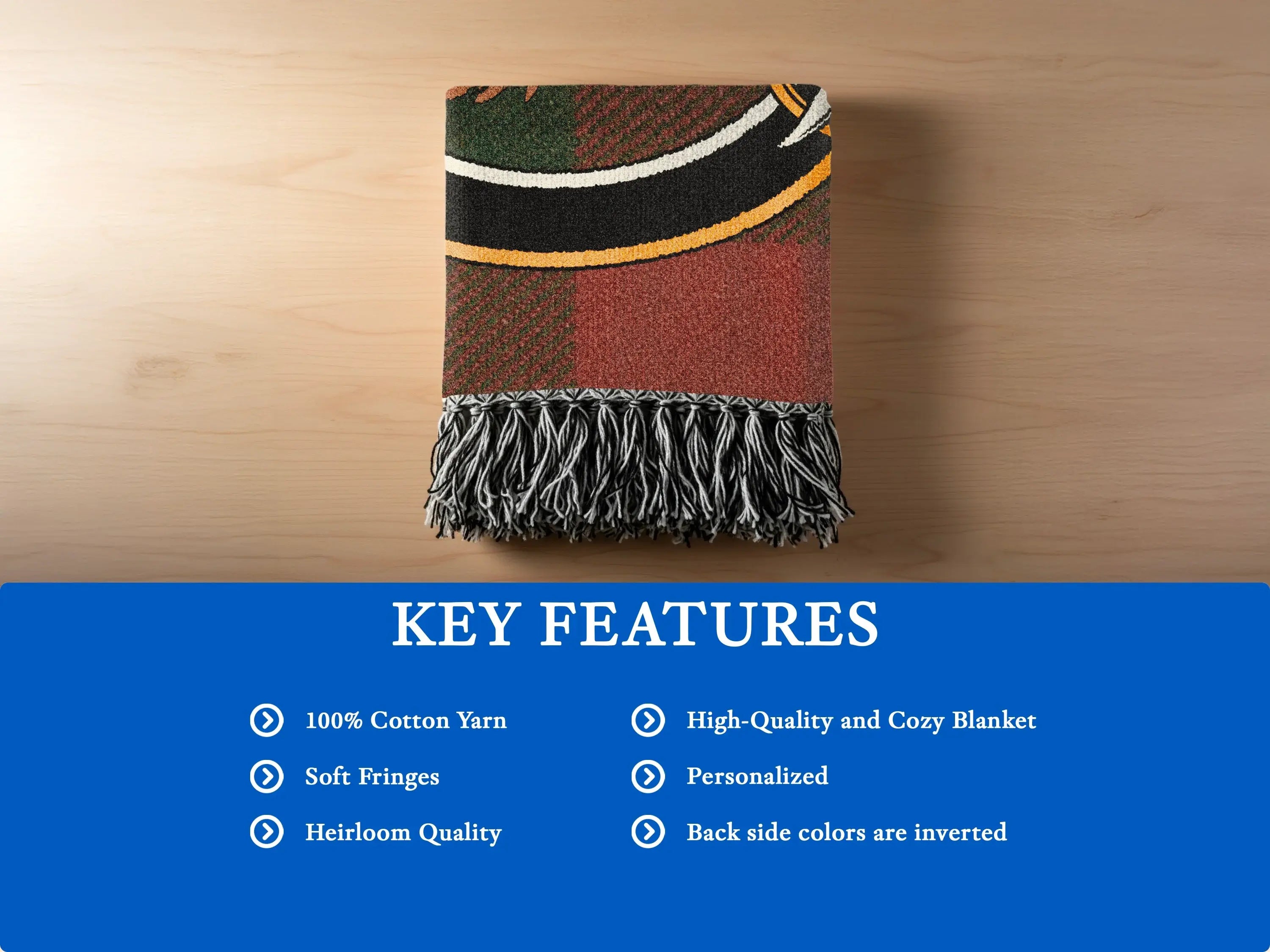 High-Quality Blanket with Soft Fringes and Inverted Colors