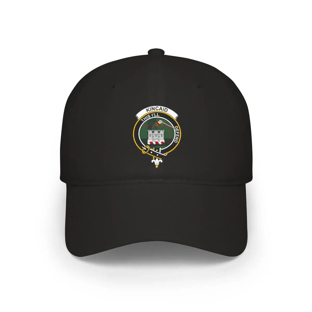Kincaid This I'll Defend clan crest cap in black — adjustable