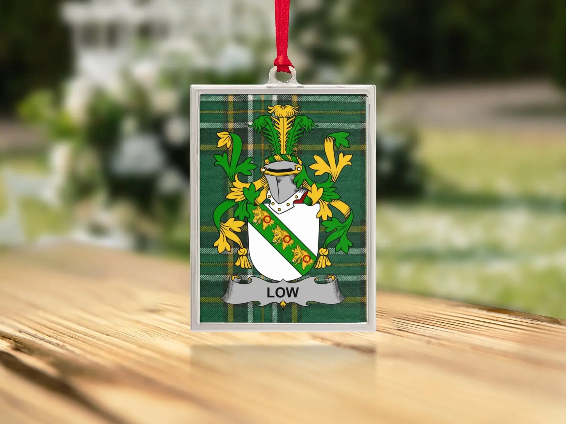 Custom Family Crest Ornament with Ribbon product type