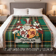 Quinlan Surname Irish Heritage Woven Blanket