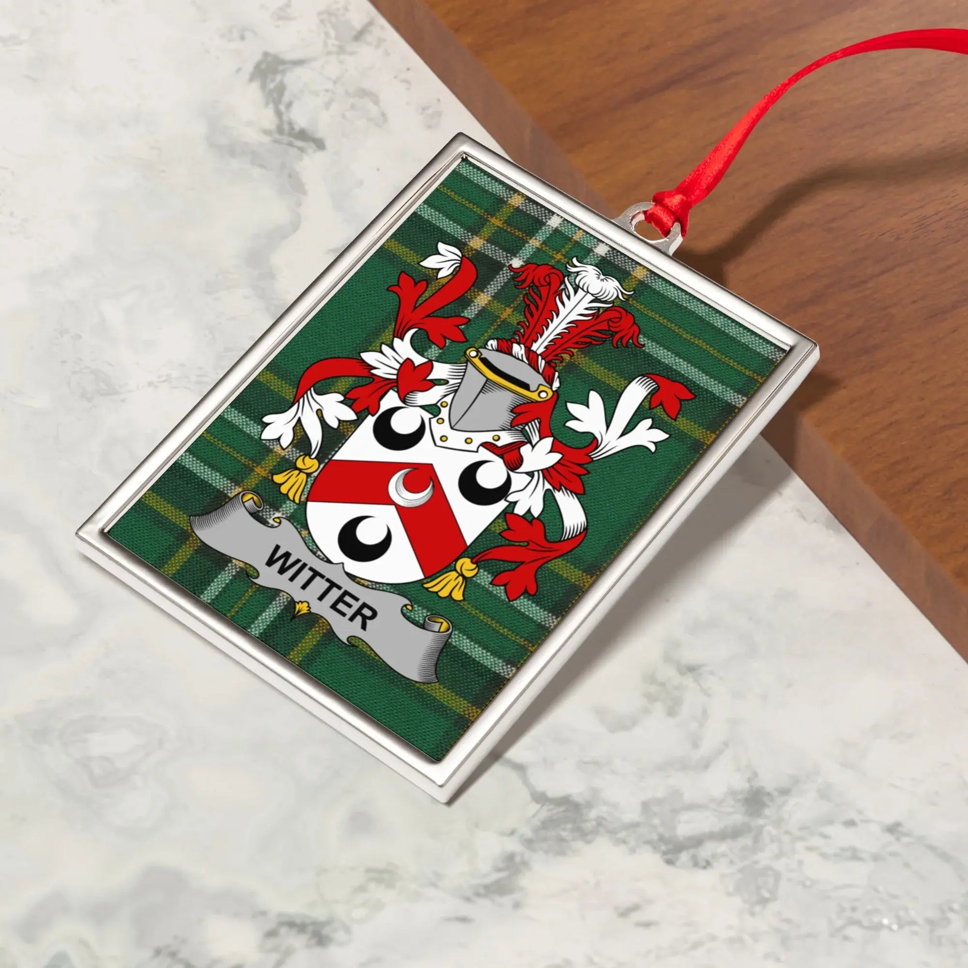 Family Crest with Tartan Framed Christmas Ornament product