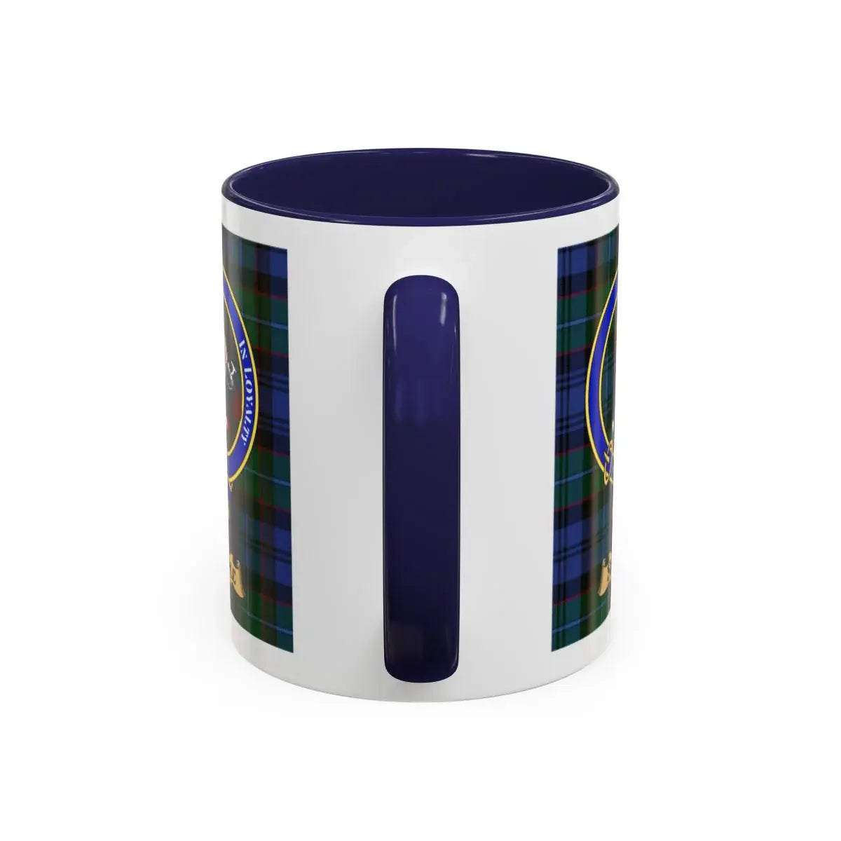 Semple clan crest mug shown in 11 oz and 15 oz sizes