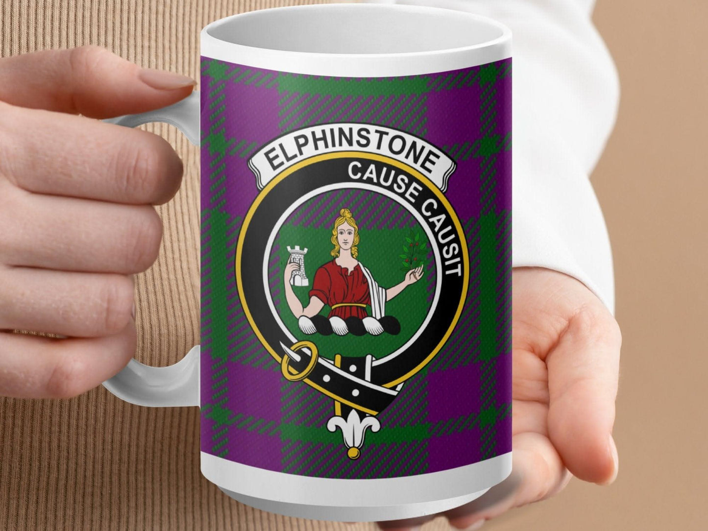 Elphinstone Cause Causit Crest Green and Purple Mug product
