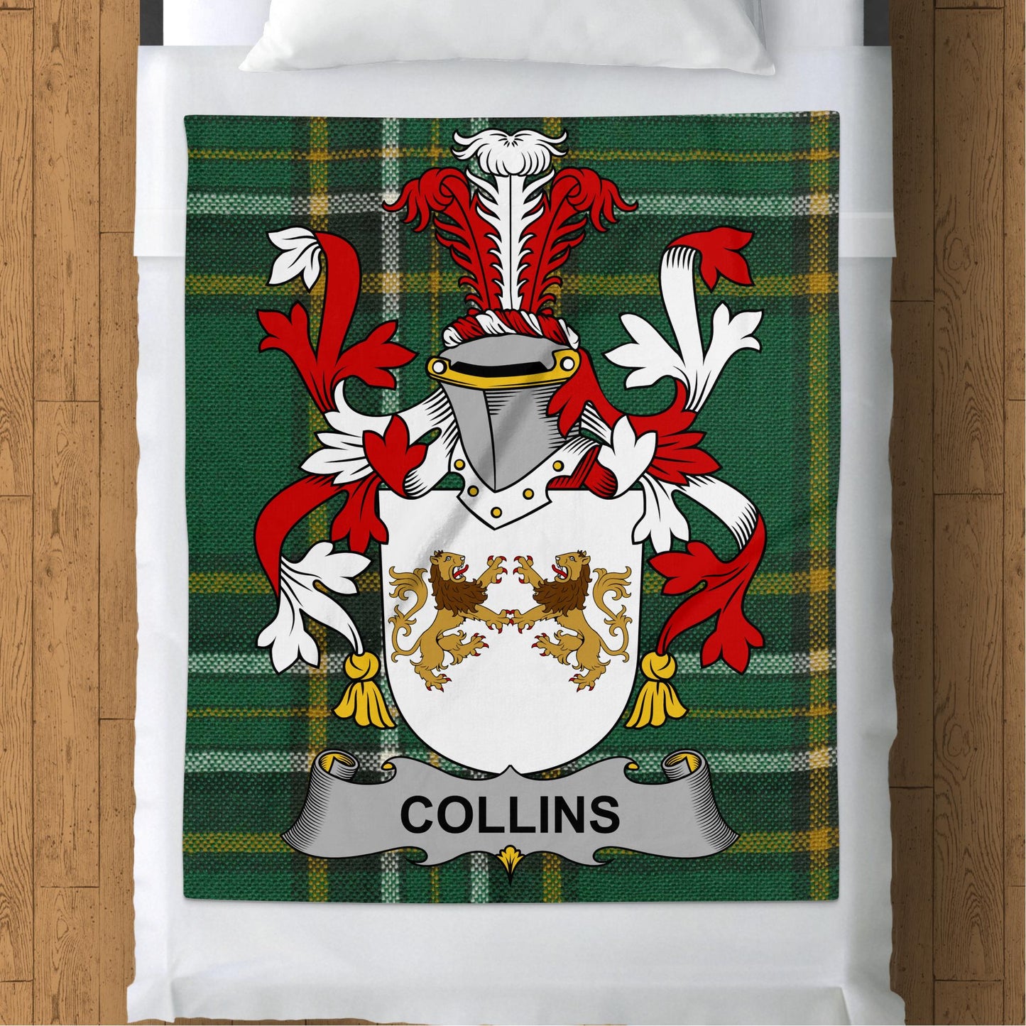 Collins Surname Irish Tartan Throw Blanket - Living Stone Gifts