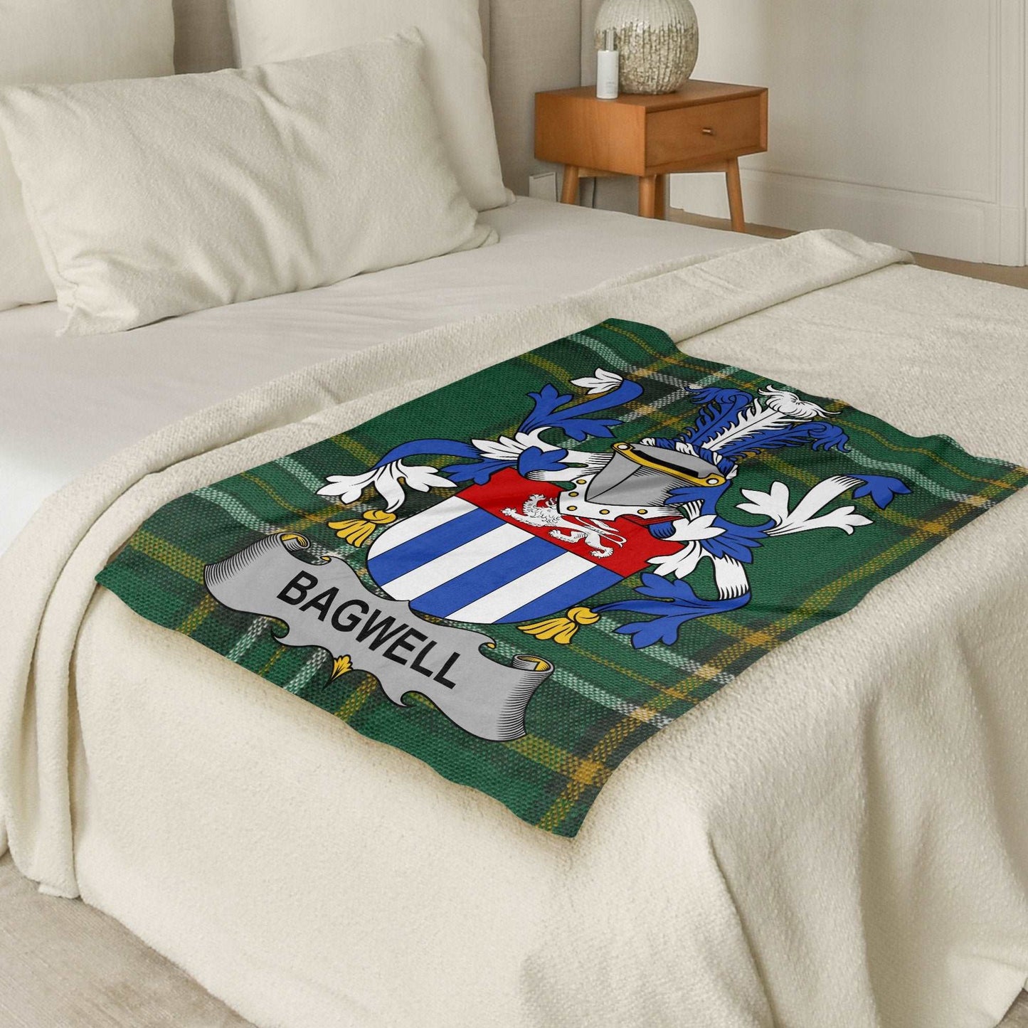 Bagwell Surname Irish Tartan Fleece Throw Blanket - Living Stone Gifts