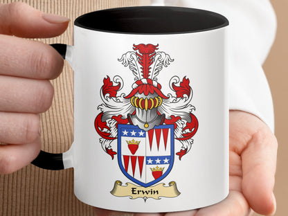 Clan Erwin Scottish Coat of Arms Accent Mug - Living Stone Gifts