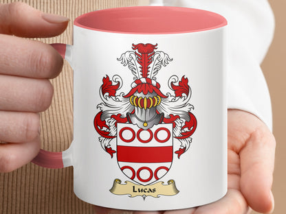 Lucas Coat of Arms Family Clan Emblem Heritage Mug - Living Stone Gifts