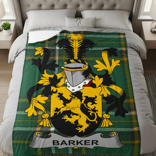 Custom Family Crest Plaid Blanket Unique Bedding product