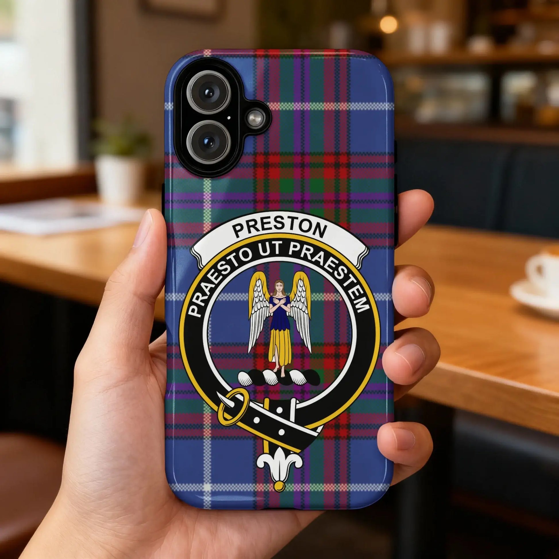 Preston Praesto Ut Praestem Phone Case with Tartan Design