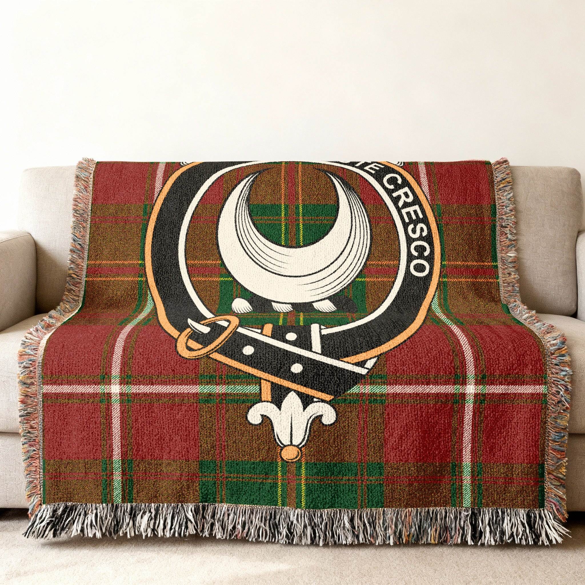 Family Crest Tartan Printed Throw Blanket