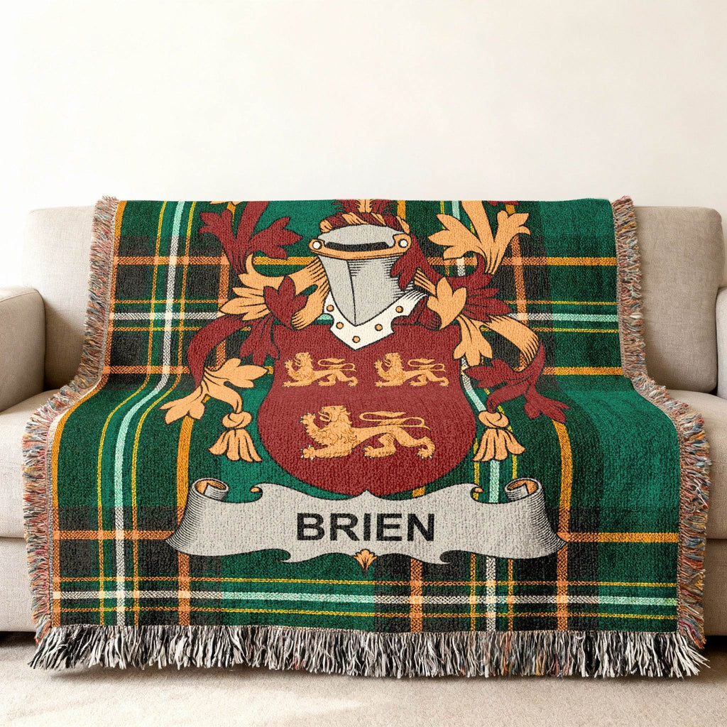 Brien Family Crest Vibrant Green Plaid Throw product type