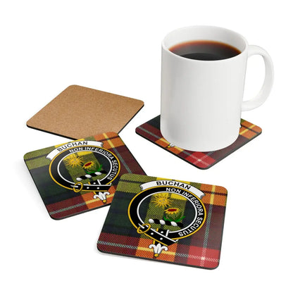 Stylish Tartan Coasters Set with Family Crest product type