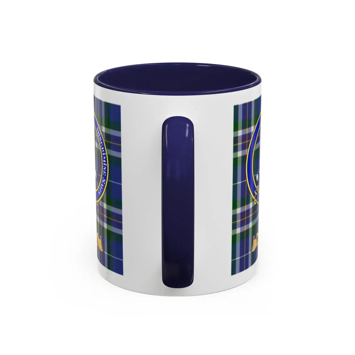 Traill clan crest mug shown in 11 oz and 15 oz sizes