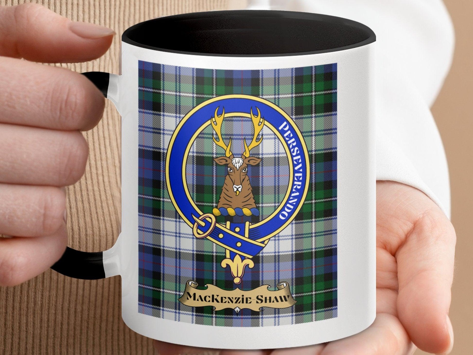 Traditional Scottish Clan MacKenzie Shaw Crest Plaid Mug - Living Stone Gifts