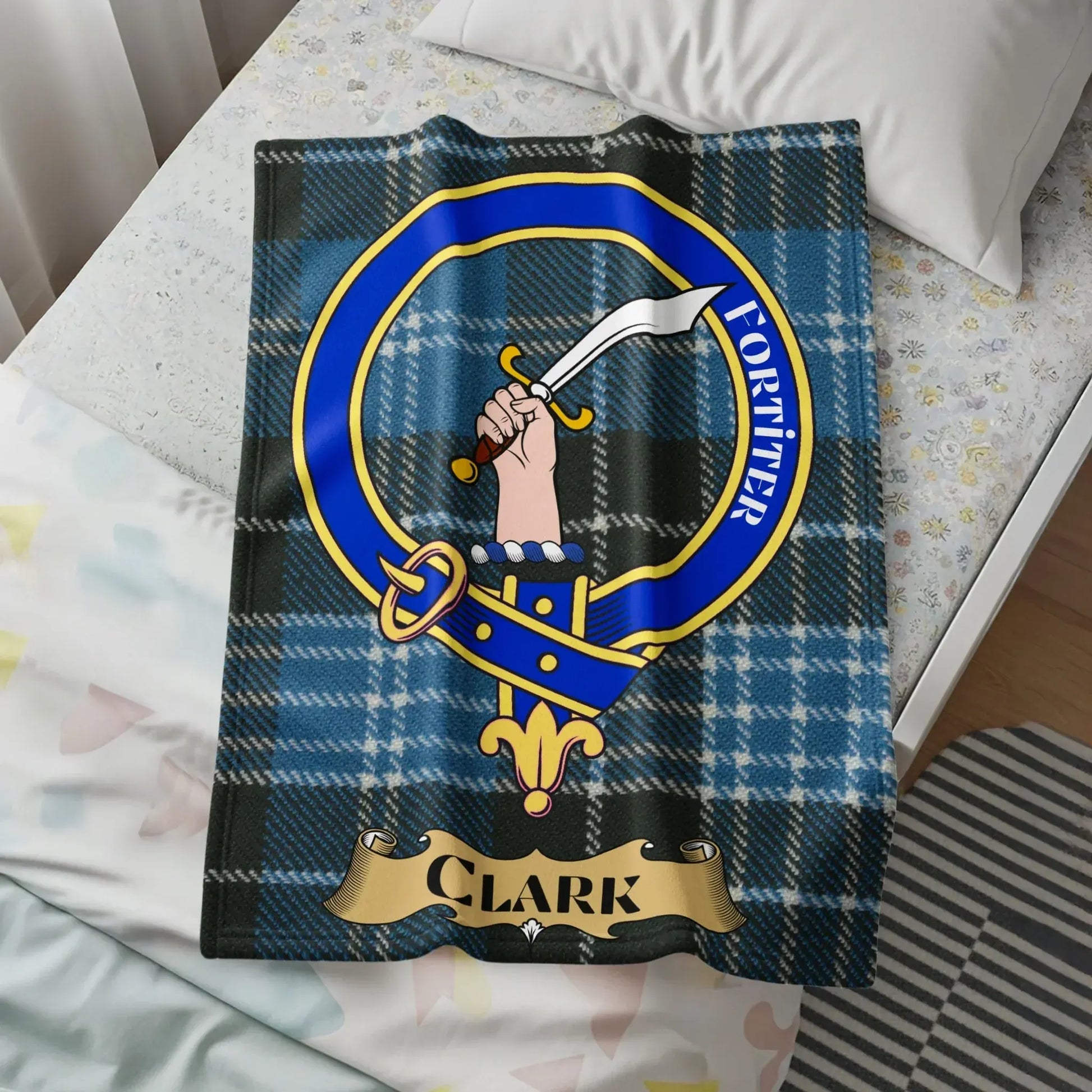 Blue Tartan Personalized Blanket Clark Product type