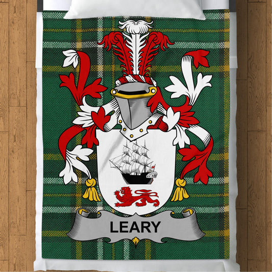 Leary Surname Irish Tartan Throw Blanket - Living Stone Gifts